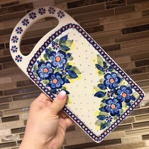 Polish Pottery Hand-Painted 8” Cutting Board or Cheese Board